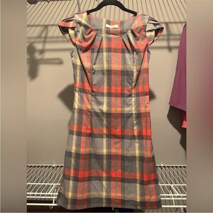 Plaid dress with cup sleeves - Actuel collection